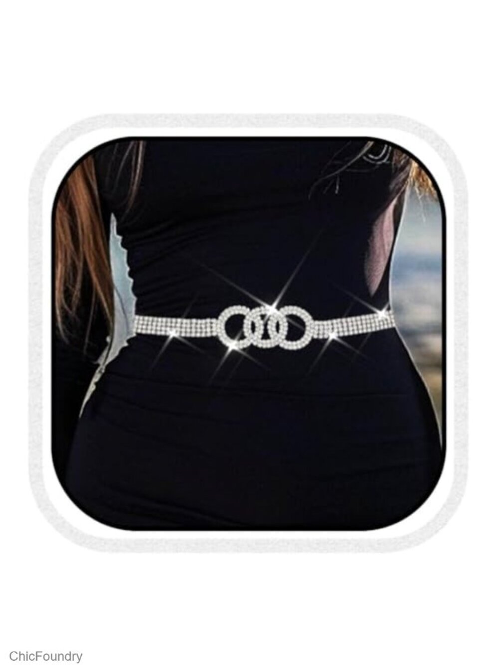 Silver Rhinestone Chain Belt Women's Sparkly Bling Dress Waist Accessory Jewelry